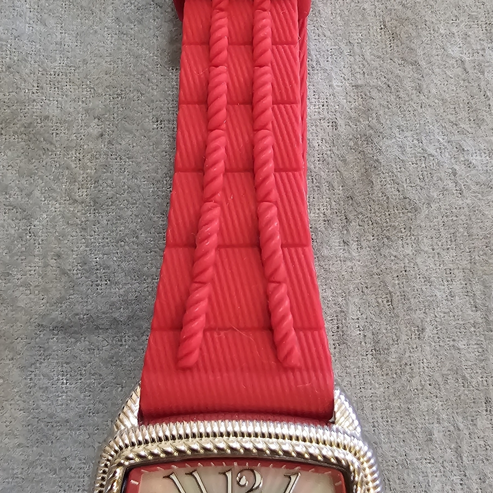 Judith Ripka Silver-Tone Watch with Red Accents and Red Strap - Picture 5 of 14